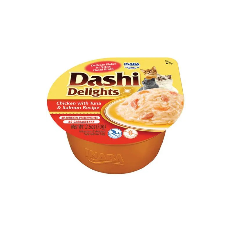 Inaba Dashi Delights macska Kura tonhallal és lazaccal 6 x 70 g tálka