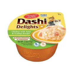 Inaba Dashi Delights macska Kura tonhallal és fésűkagylóval 6 x 70 g tálka