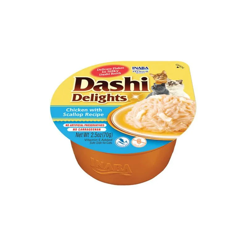 Inaba Dashi Delights macska Kura fésűkagylóval 6 x 70 g tálka