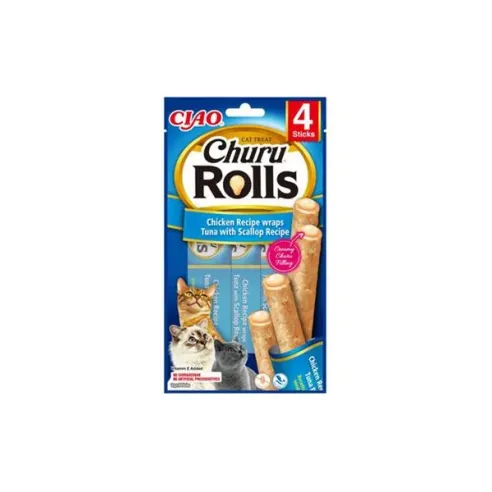 Inaba Churu Rolls macska Juh & Tonhal fésűkagylóval 4 tubus 40 g