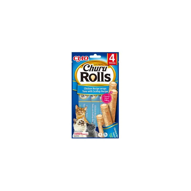 Inaba Churu Rolls macska Juh & Tonhal fésűkagylóval 4 tubus 40 g