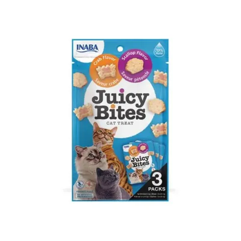 Inaba Juicy Bites jutalomfalat macskáknak Fésűkagyló & Rák 3 x 11,30 g