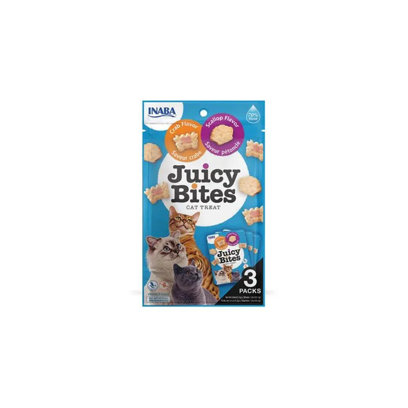 Inaba Juicy Bites jutalomfalat macskáknak Fésűkagyló & Rák 3 x 11,30 g