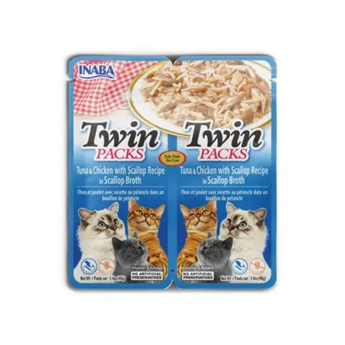Inaba Twin Packs Cat Alutasak Tonhal & Csirke fésűkagylóval 12 x 80 g