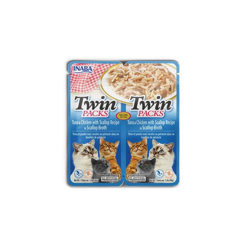 Inaba Twin Packs Cat Alutasak Tonhal & Csirke fésűkagylóval 12 x 80 g