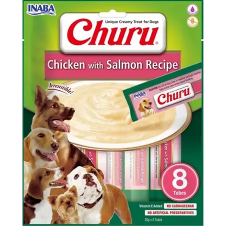 Pamlsok Inaba Churu Pyré dog Kura s lososom 8 túb 160 g