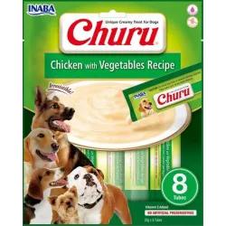 Inaba Churu Pyré kutyáknak Csirkehússal és zöldséggel 8 tubus 160 g