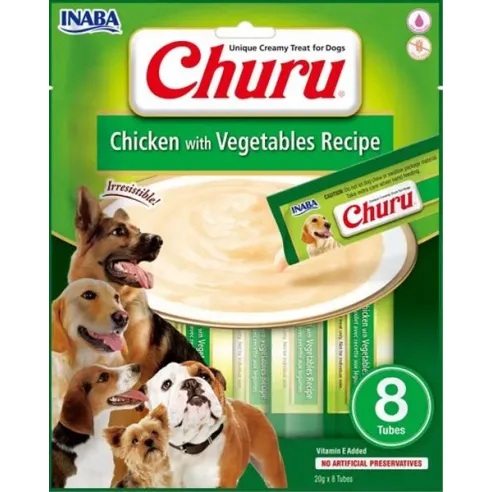 Inaba Churu Pyré kutyáknak Csirkehússal és zöldséggel 8 tubus 160 g