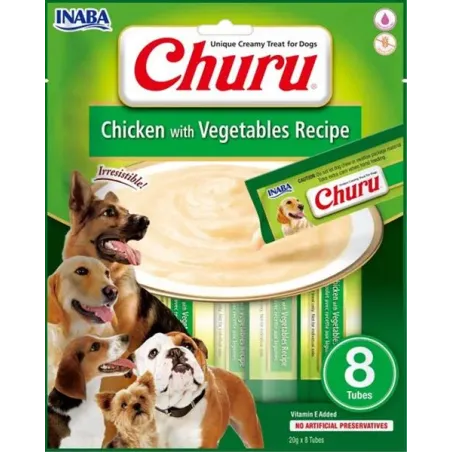 Inaba Churu Pyré kutyáknak Csirkehússal és zöldséggel 8 tubus 160 g