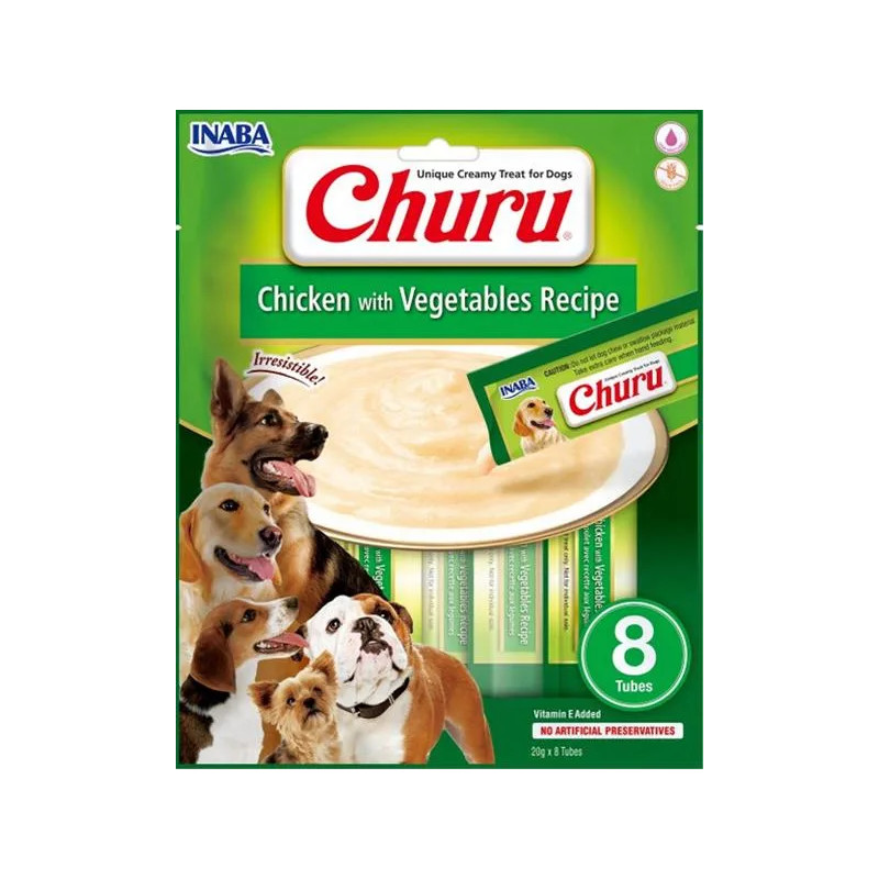 Inaba Churu Pyré kutyáknak Csirkehússal és zöldséggel 8 tubus 160 g