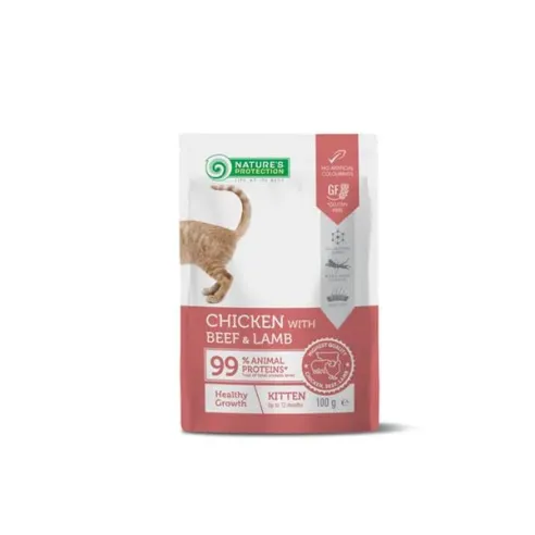 Natures P KAPSZIKÁK macska kölyök csirke & marha & bárány 22 x 100 g