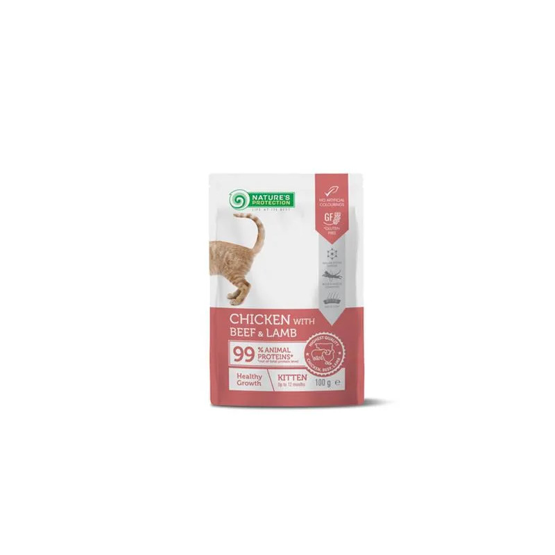 Natures P KAPSZIKÁK macska kölyök csirke & marha & bárány 22 x 100 g