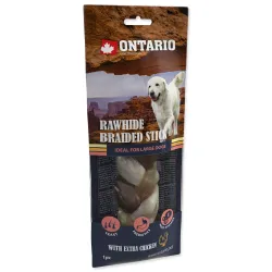 Ontario finomság - fonott rágórúd bivalybőrből csirkével, 20 cm