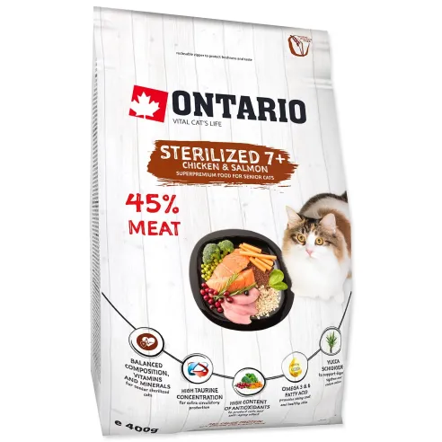 Ontario Cat Sterilised 7+0,4kg macskaeledel