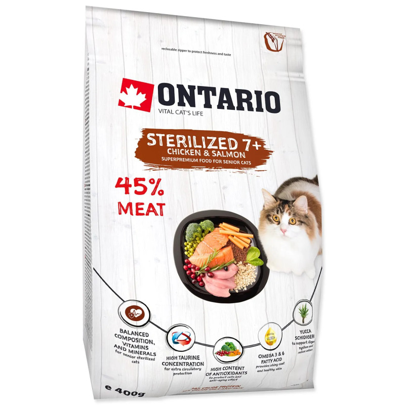Ontario Cat Sterilised 7+0,4kg macskaeledel