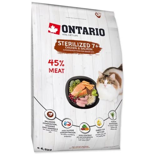Ontario Cat Sterilised 7+ 6,5kg macskaeledel