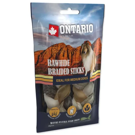 Ontario jutalomfalat, fonott bivalybőr pálcika hallal 12cm