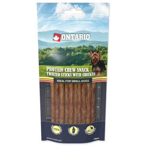 Ontario Protein csirke, rágós sodrott pálcika 10db 12,7cm, Small