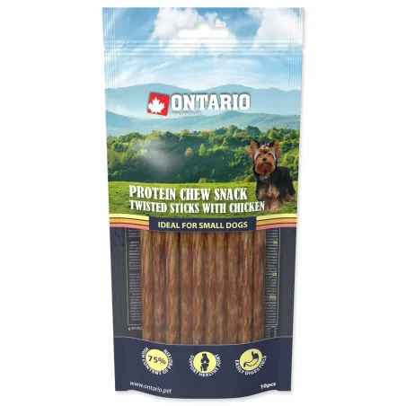 Ontario Protein csirke, rágós sodrott pálcika 10db 12,7cm, Small