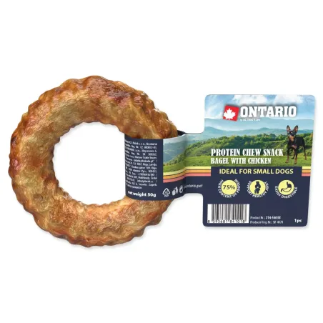 Pochúťka Ontario Protein kura, žuvací bagel 8,9cm, Small