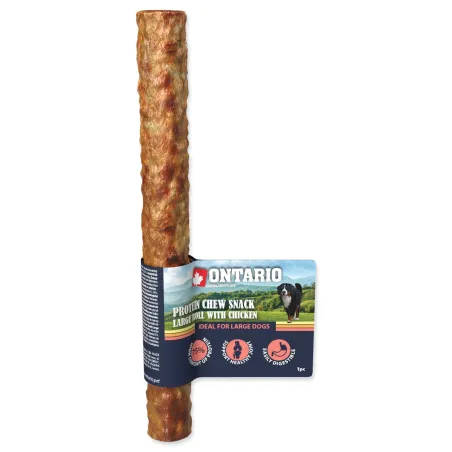 Pochúťka Ontario Protein kura, žuvacia rolka veľká 25,4cm, Large