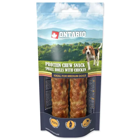 Pochúťka Ontario Protein kura, žuvacia rolka malá 2ks 12,7cm, Medium