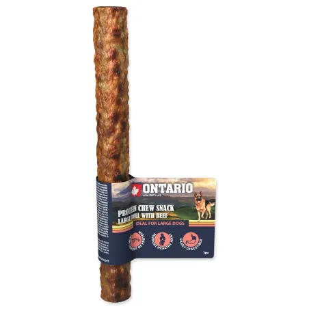 Pochúťka Ontario Protein hovädzie, žuvacia rolka veľká 25,4cm, Large