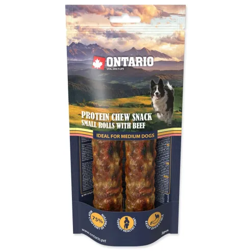 Pochúťka Ontario Protein hovädzie, žuvacia rolka malá 2ks 12,7cm, Medium