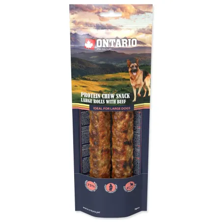 Pochúťka Ontario Protein hovädzie, žuvacia rolka veľká 2ks 25,4cm, Large