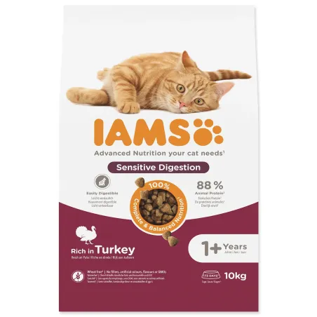 Krmivo IAMS Cat Adult Sensitive Digestion Turkey 10kg