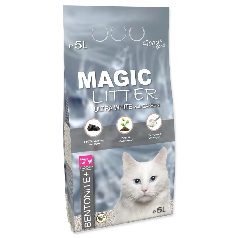 Magic Litter Bentonit Ultra White aktív szénnel 5L/4,4kg