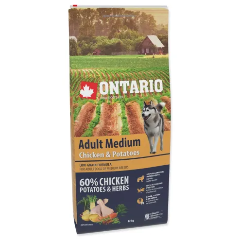 Krmivo Ontario Adult Medium Chicken & Potatoes 12kg