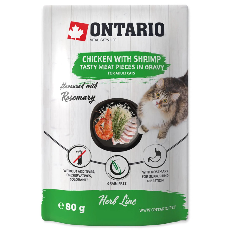 Ontario tasakos eledel csirke és garnéla szószban 80g