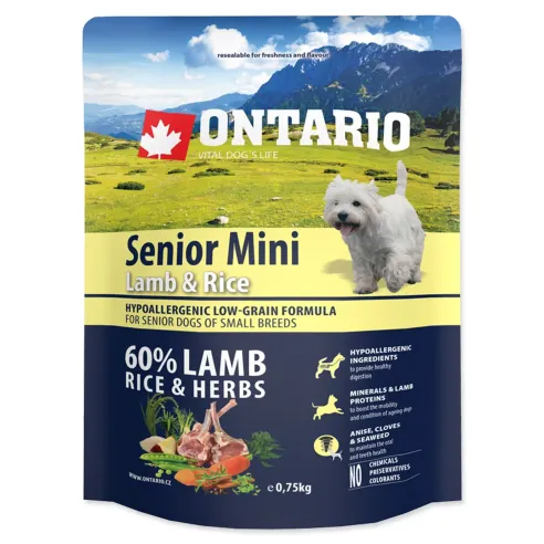 Krmivo Ontario Senior Mini Lamb & Rice 0,75kg