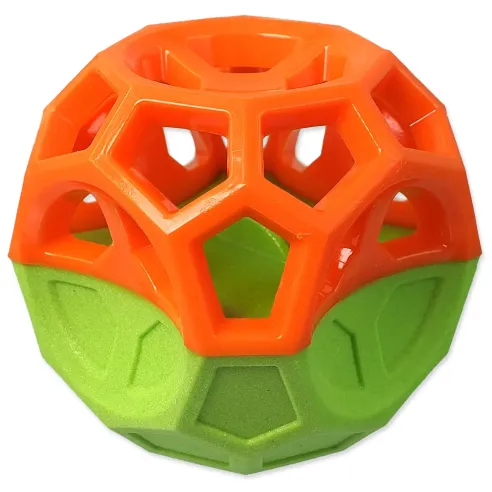 Dog Fantasy labda geometriai mintákkal sípoló narancs-zöld 8,5 cm