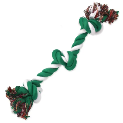 Dog Fantasy játék csomózott pamut zöld-fehér 3 csomóval 40cm