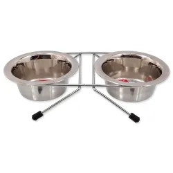 Magic Cat rozsdamentes acél tál szett állvánnyal 11cm 2x0,24l