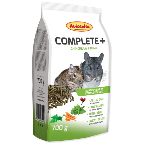 Avicentra COMPLETE+ teljes értékű eledel csincsilláknak és degu-knak 700g