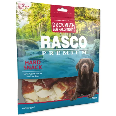 Rasco Premium finomság bivalybőrrel és kacsahússal, csomók 5cm 500g
