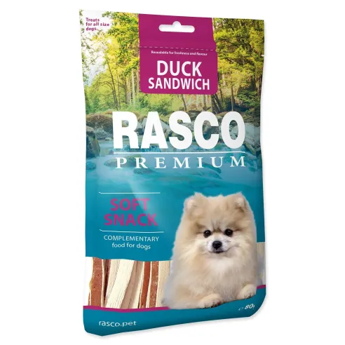 Rasco Premium kacsás szendvics tőkehallal, jutalomfalat 80g