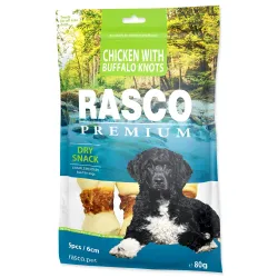 Rasco Premium finomság bivalybőr csirkemellel bevonva, csomók 6cm 80g