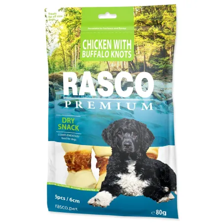 Rasco Premium finomság bivalybőr csirkemellel bevonva, csomók 6cm 80g