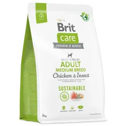 Brit Care Dog Sustainable Adult Medium Breed Chicken & Insect 3kg kutyatáp