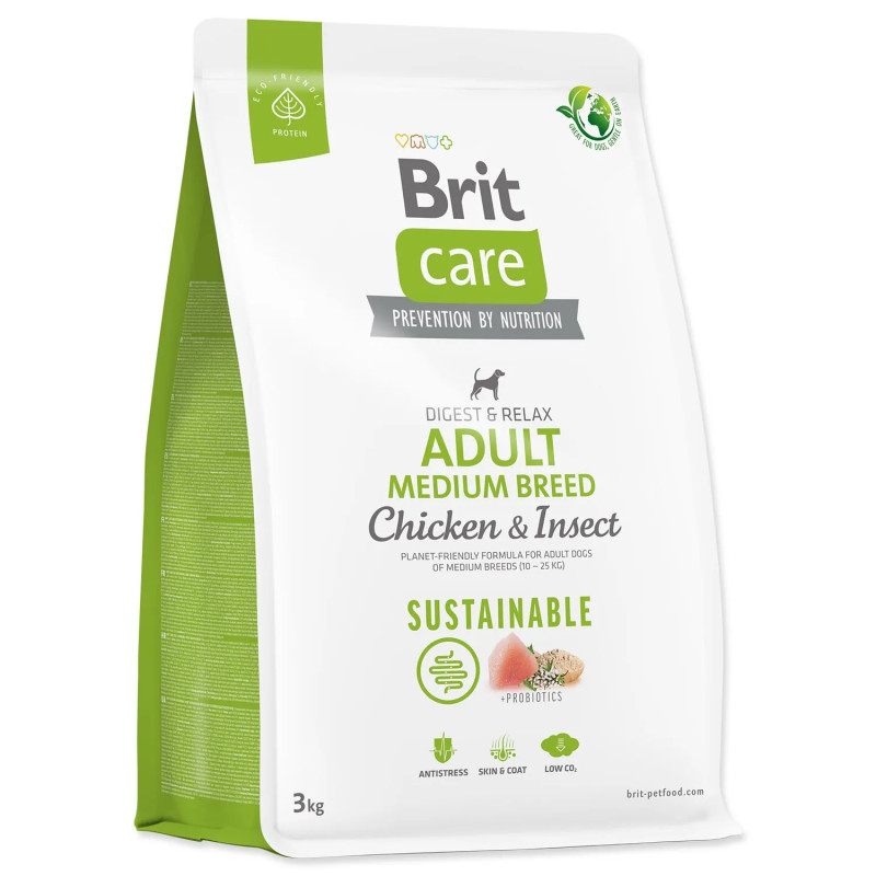 Brit Care Dog Sustainable Adult Medium Breed Chicken & Insect 3kg kutyatáp