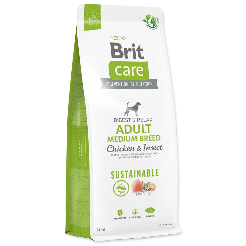 Brit Care Dog Sustainable Adult Medium Breed Chicken & Insect 12kg kutyatáp