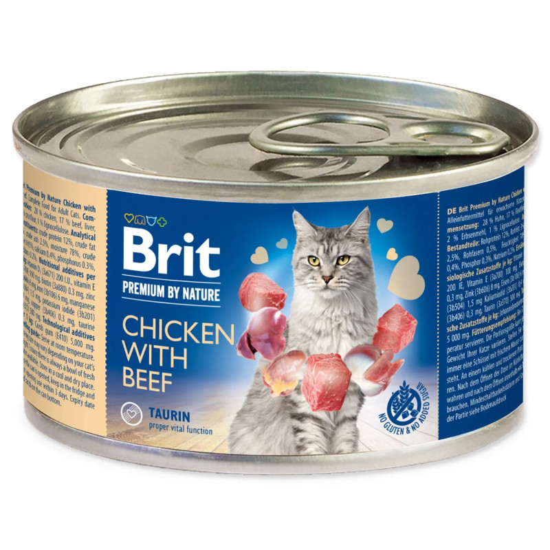 Brit Premium by Nature konzerv csirke és marha 200g