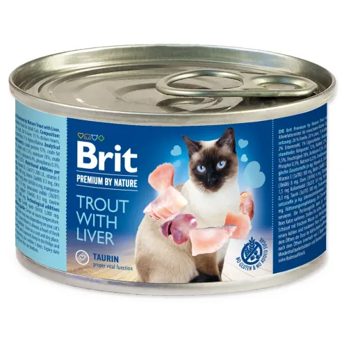 Brit Premium by Nature pástétom pisztránggal és májjal 200g