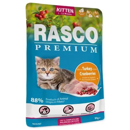 Kapsička Rasco Premium Kitten morka s brusnicou 85g