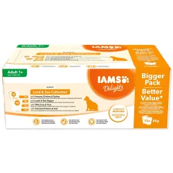 IAMS Delights Adult pástétom tengeri és szárazföldi húsokkal szószban multipack 6120g (72x85g)
