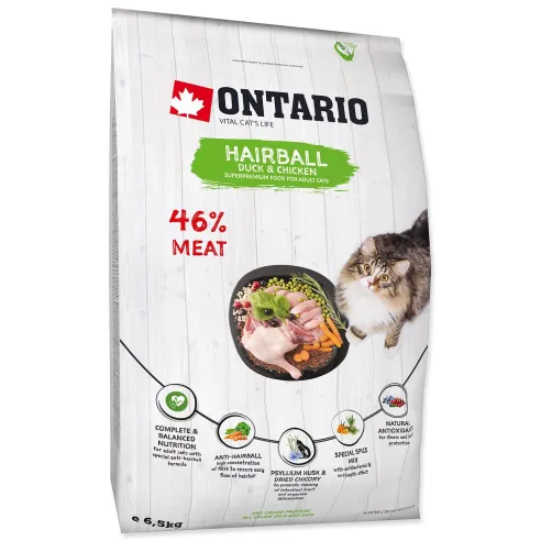 Krmivo Ontario Cat Hairball 6,5kg